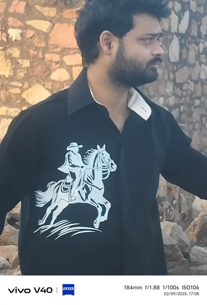 Mens Designer Shirts Black shirts on men horse vinyl print
