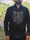 Mens Designer Shirt Block Shirt on lion face servo Saki