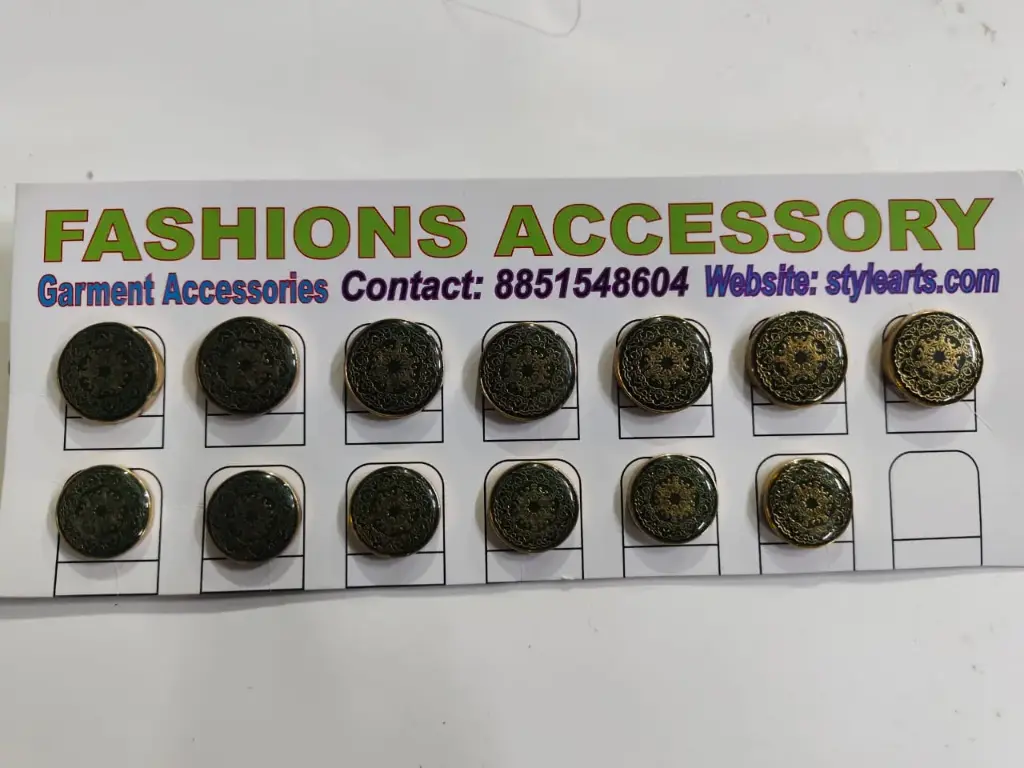 Metal Button Green Color 7 Big 6 Small 003