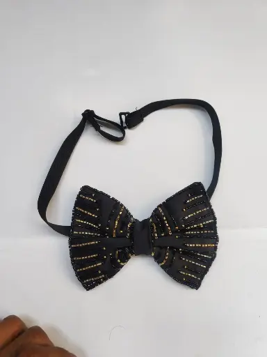 Hand Work Black Normal  Men's Bow  Tie 006