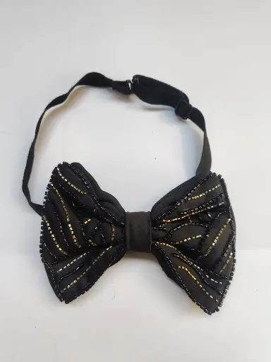 Hand Work Black Normal Men's bow Tie 008