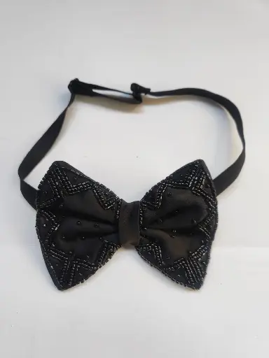 Hand Work Black Normal Men's Bow Tie 009